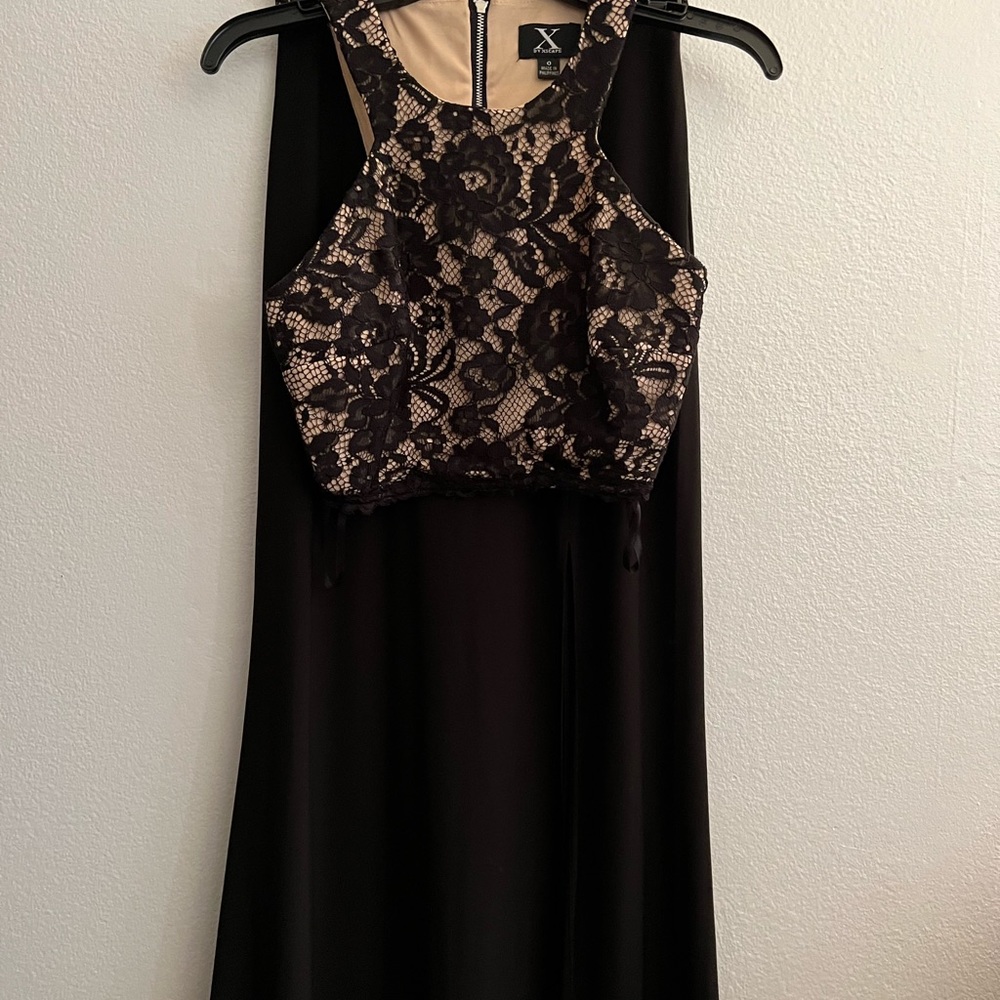 X By Excape Two Piece Lace Gown.